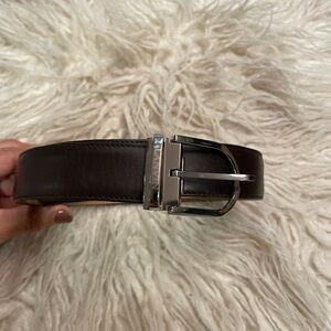 Lanvin Men Chocolate-Tone Vinchette Leather Belt Large